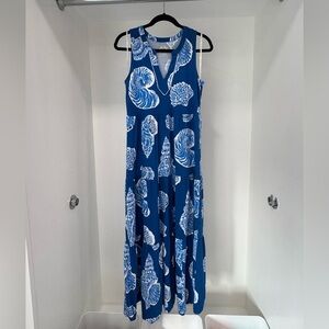 Lilly Pulitzer Sydnee Blue White Seashell Maxi Dress Shell of a good time NWOT S